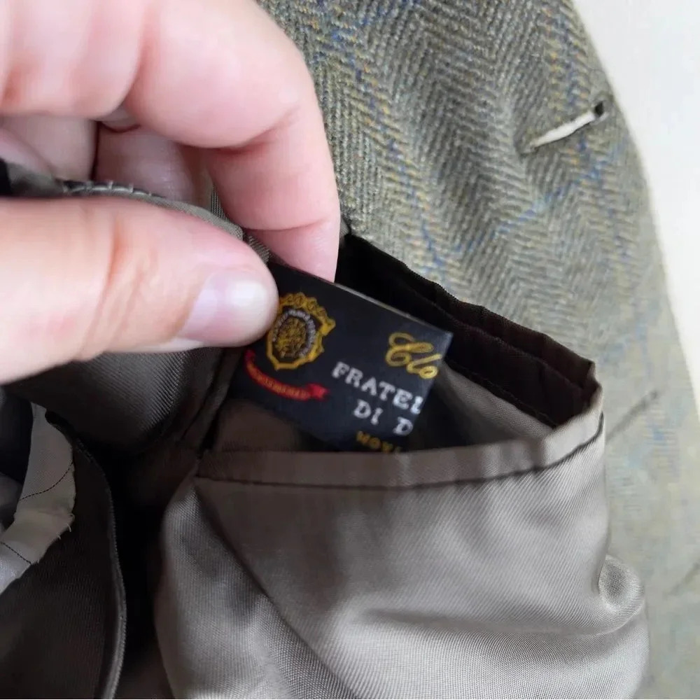 Canali Herringbone Mens Cashmere Blazer 50C - Picture 16 of 16